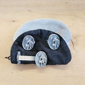 1950s Vintage Basketball Cufflinks and Tie Clip